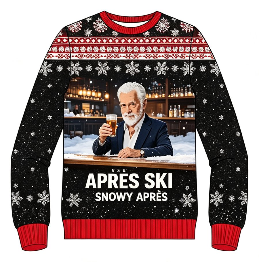 Après Ski Snowy Sips knit sweater, front view