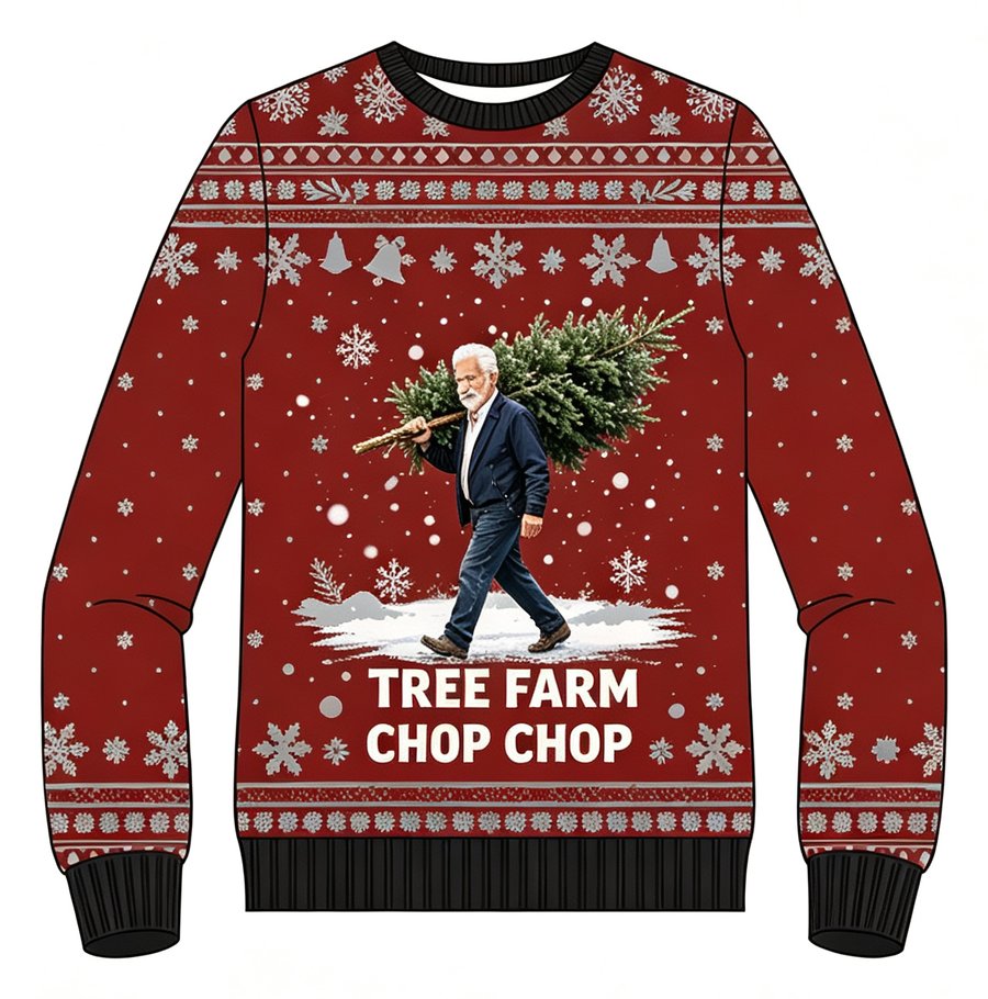 Tree Farm Chop Chop knit sweater, front view