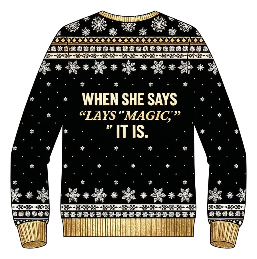 Noel Night Black Cat knit sweater, back view