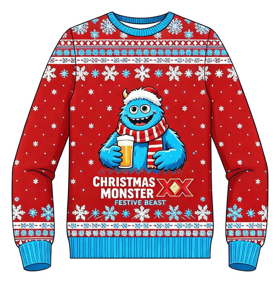 Christmas Monster knit sweater, front view