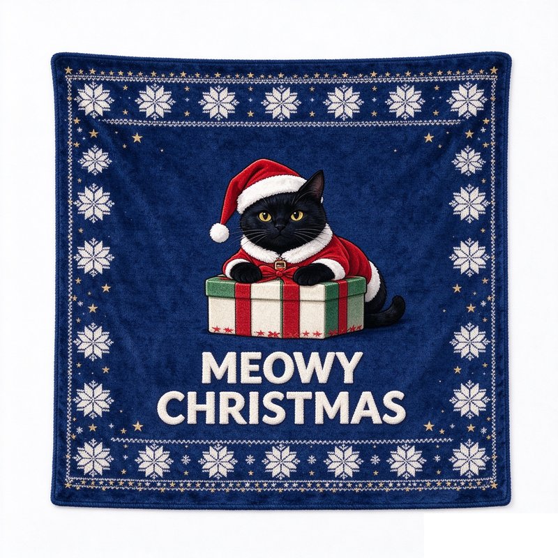 Meowy Christmas Cat Blanket